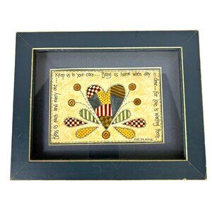 Beth Yarbrough Vintage Framed 1997 Folk Art Print Bless Us Each and Everyone